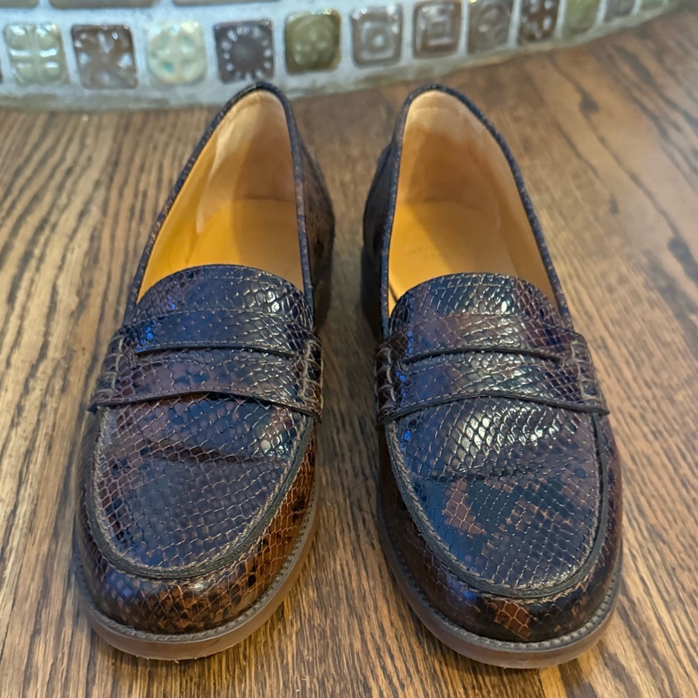 Sézane Brown Snakeskin Loafers 39